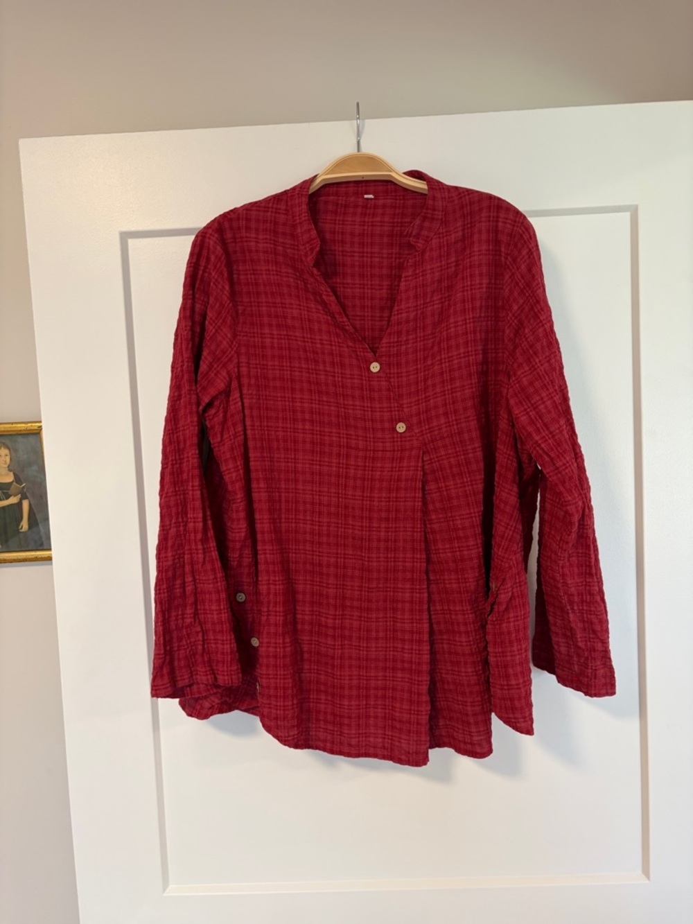Red Lightweight Textured Women’s Tunic Top